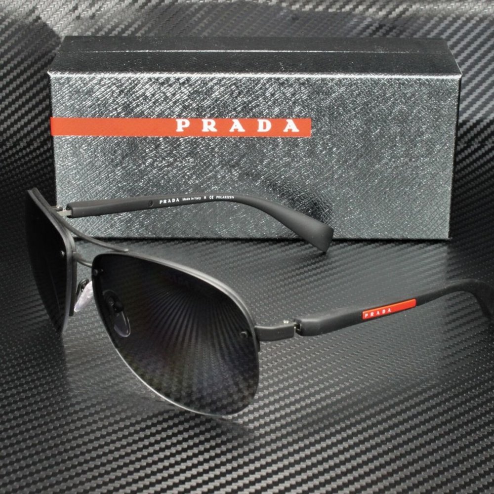 Prada Men's Black and Grey Rubber Sunglasses!